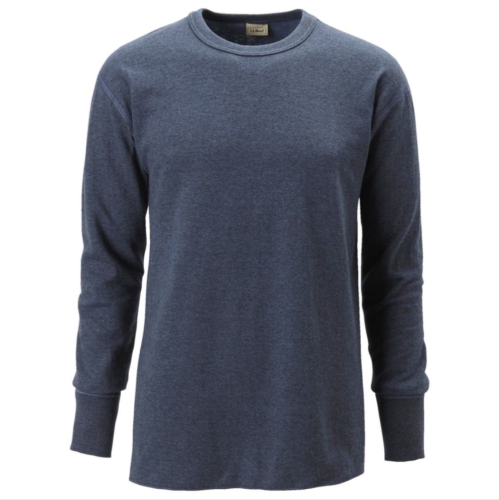 LL Bean Blue Double Layer Long Sleeve Shirt.Cotton & Merino Wool Sz.2XL Tall NWT